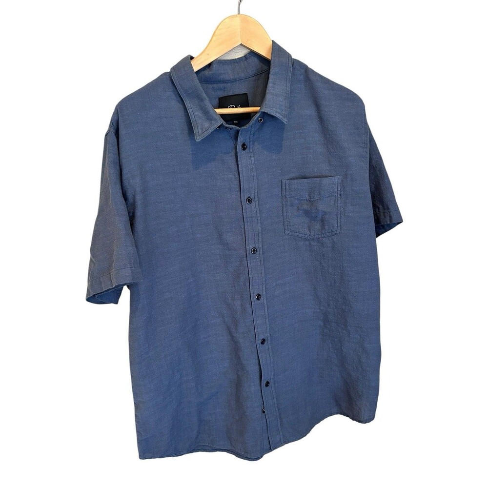 Rails Fairfax Shirt Mens XXL Sea Blue 100% Cotton Short Sleeve Button Front Pock